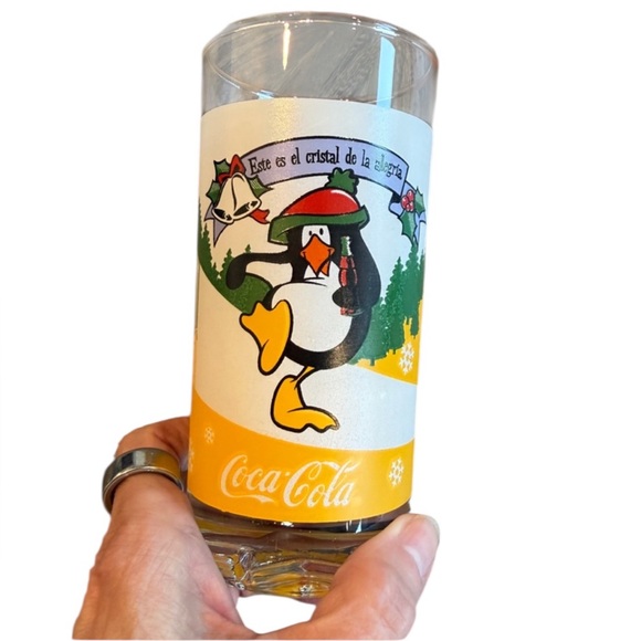 Coca Cola Other - Coca-Cola‎ Holiday Penguin Glasses Set of 4 w/ Star Bottom CRISA - Vintage